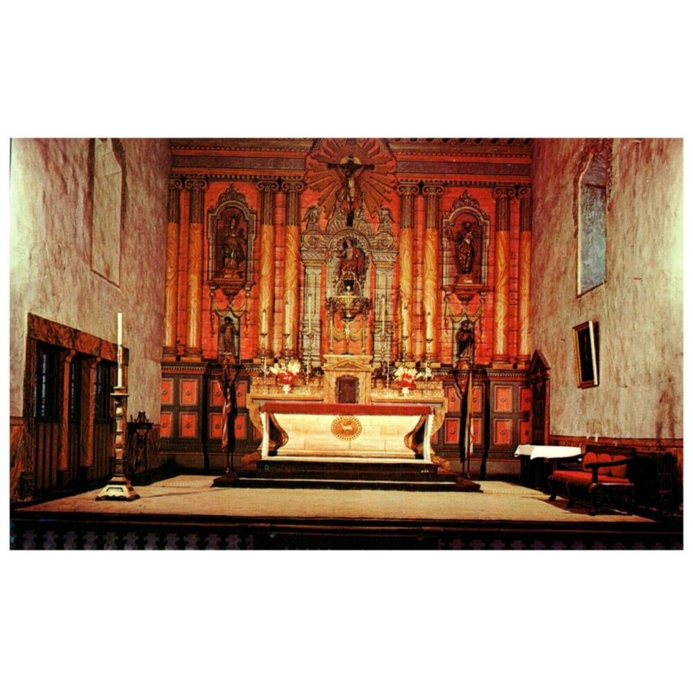Postcard Main Altar Mission Santa Barbara California mission Catholism 1786 made